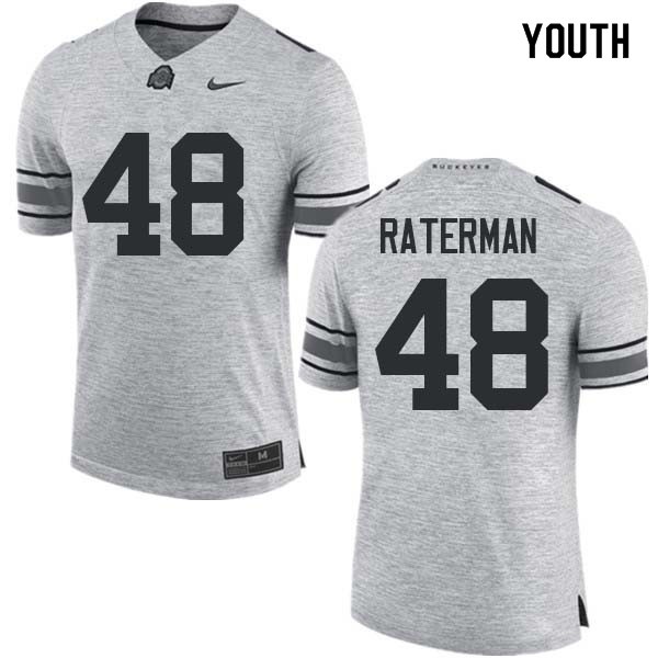Ohio State Buckeyes #48 Clay Raterman Youth Official Jersey Gray OSU63158